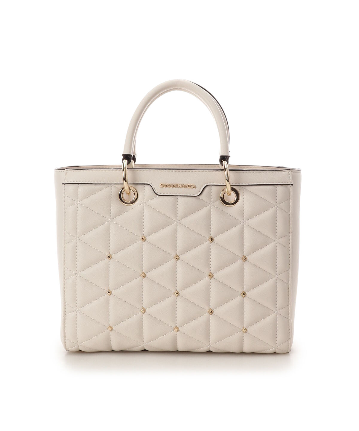 Samantha Vega「キルティングスタッズスクエアバッグ」|ハンドバッグ|ホワイト