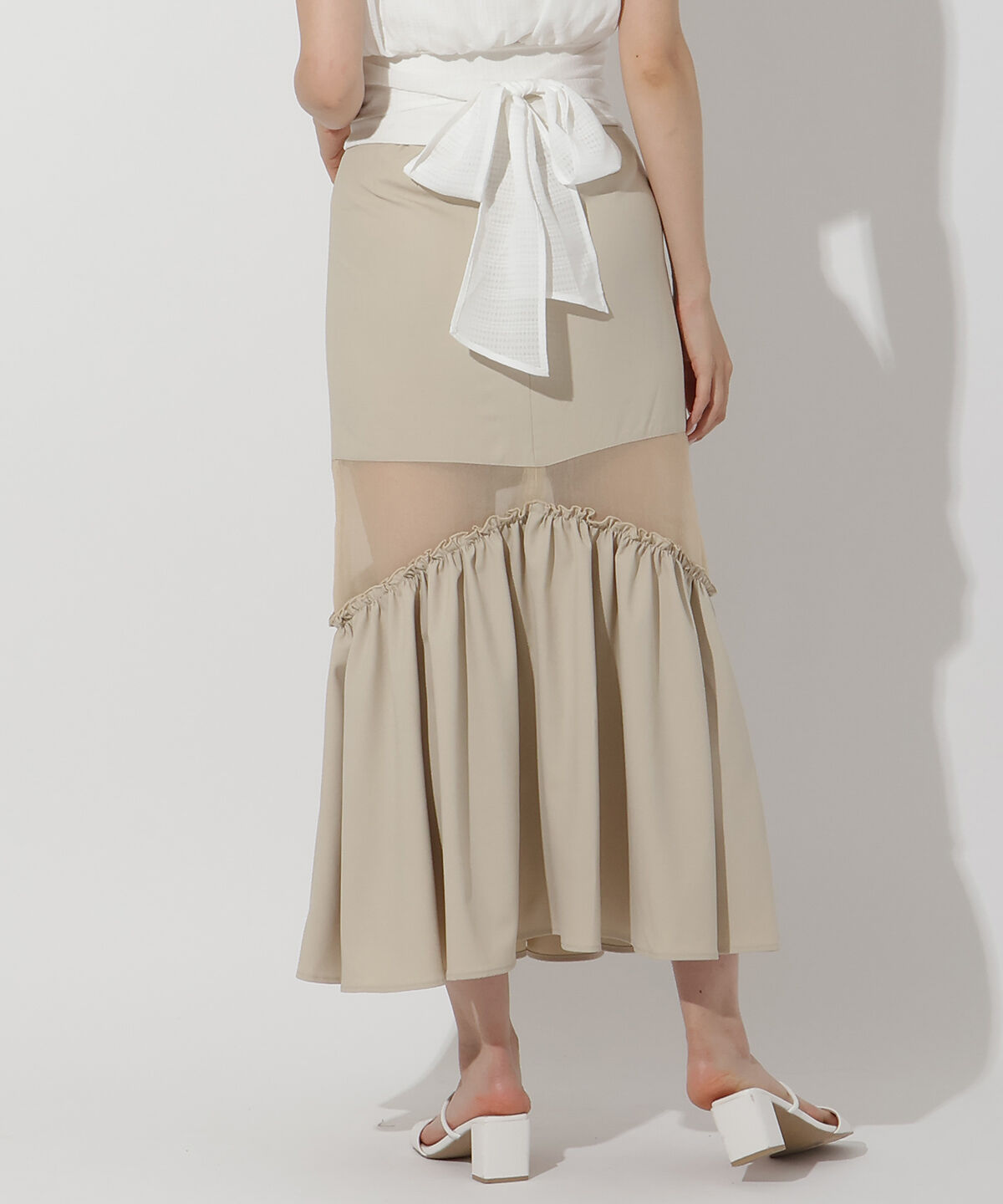 アンドクチュール「シアー切替フレアスカート」|フレア|