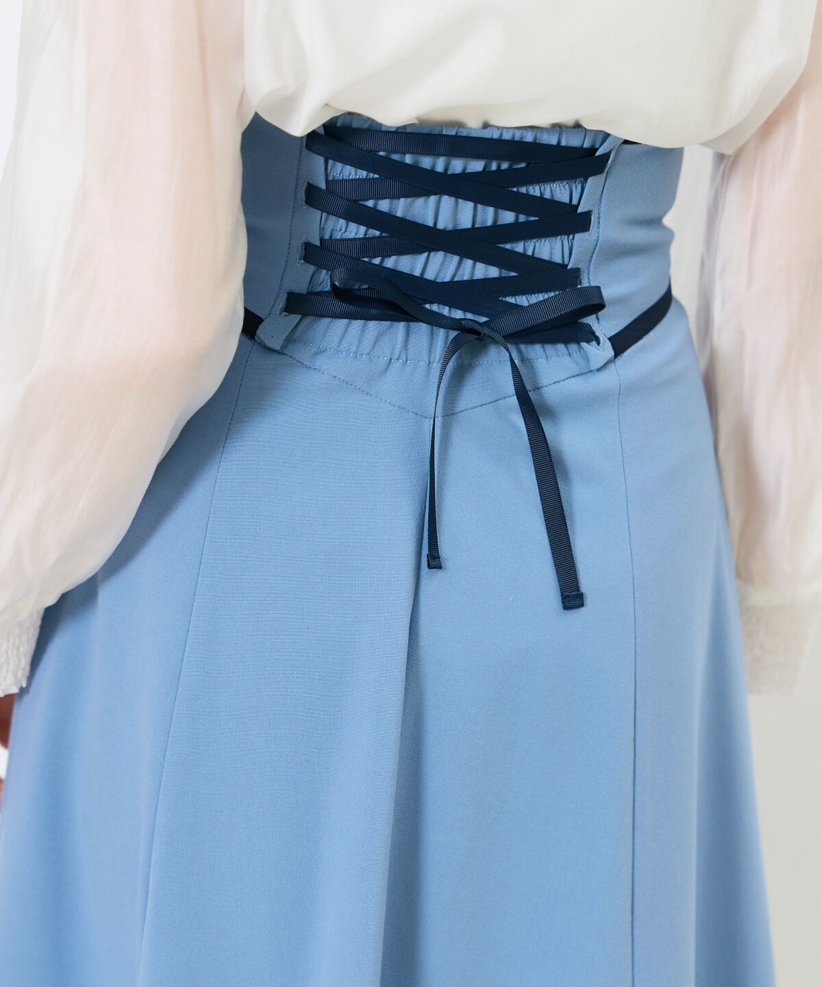 アンドクチュール「パイピングバックレースアップスカート」|フレア|