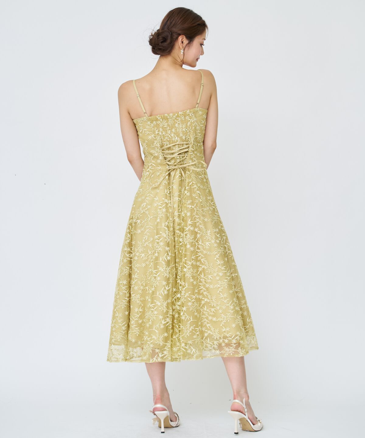 アンドクチュール「ラメボタニカルレースレイヤードドレス」|ドレス|