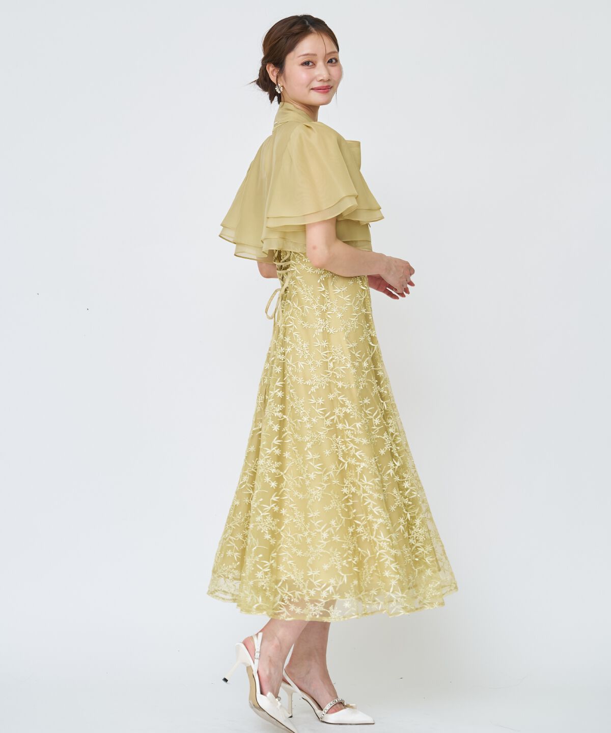 アンドクチュール「ラメボタニカルレースレイヤードドレス」|ドレス|