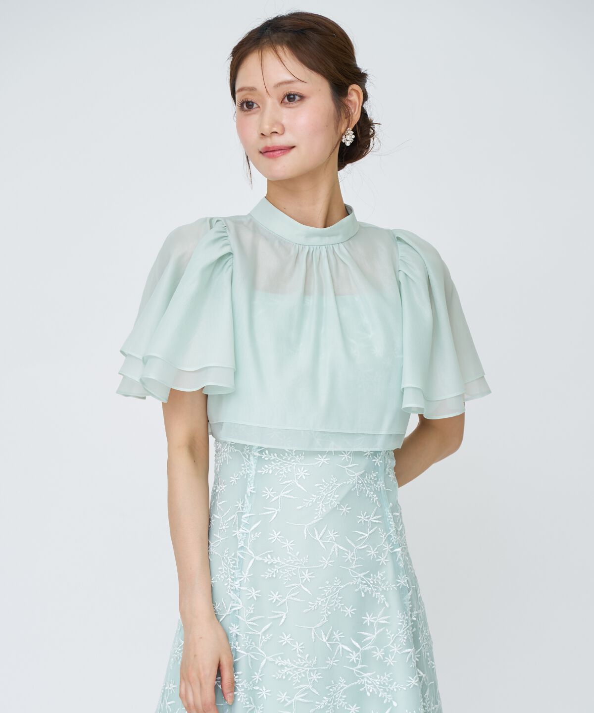 アンドクチュール「ラメボタニカルレースレイヤードドレス」|ドレス|