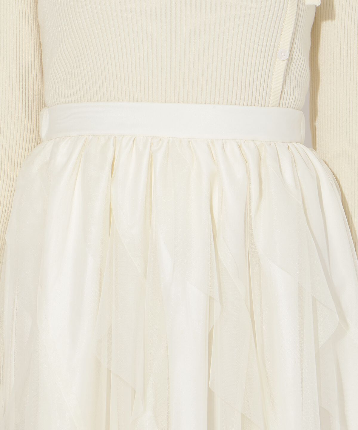 アンドクチュール「ラッフルフリルチュールスカート」|フレア|