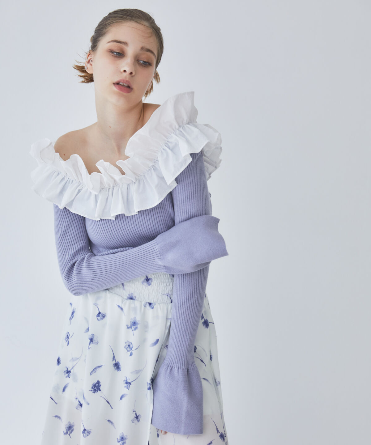 REDYAZEL「フリルドッキングリブニット」|ニット・セーター|