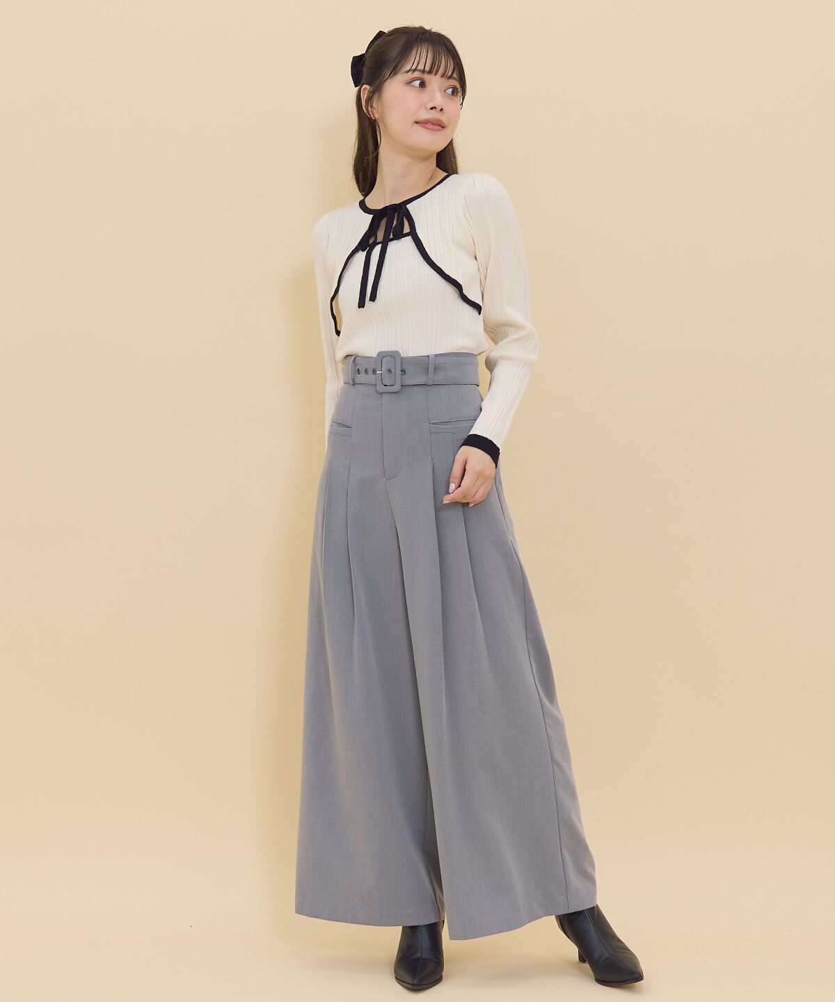 REDYAZEL「タックワイドパンツ」|その他|グレー