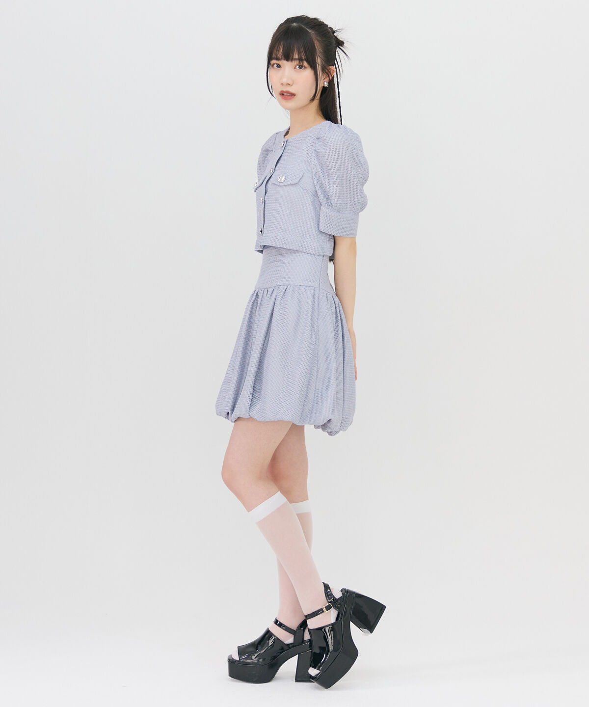 REDYAZEL「メッシュレースショートシャツ&times;バルーンスカートセットアップ」|ワンピース|