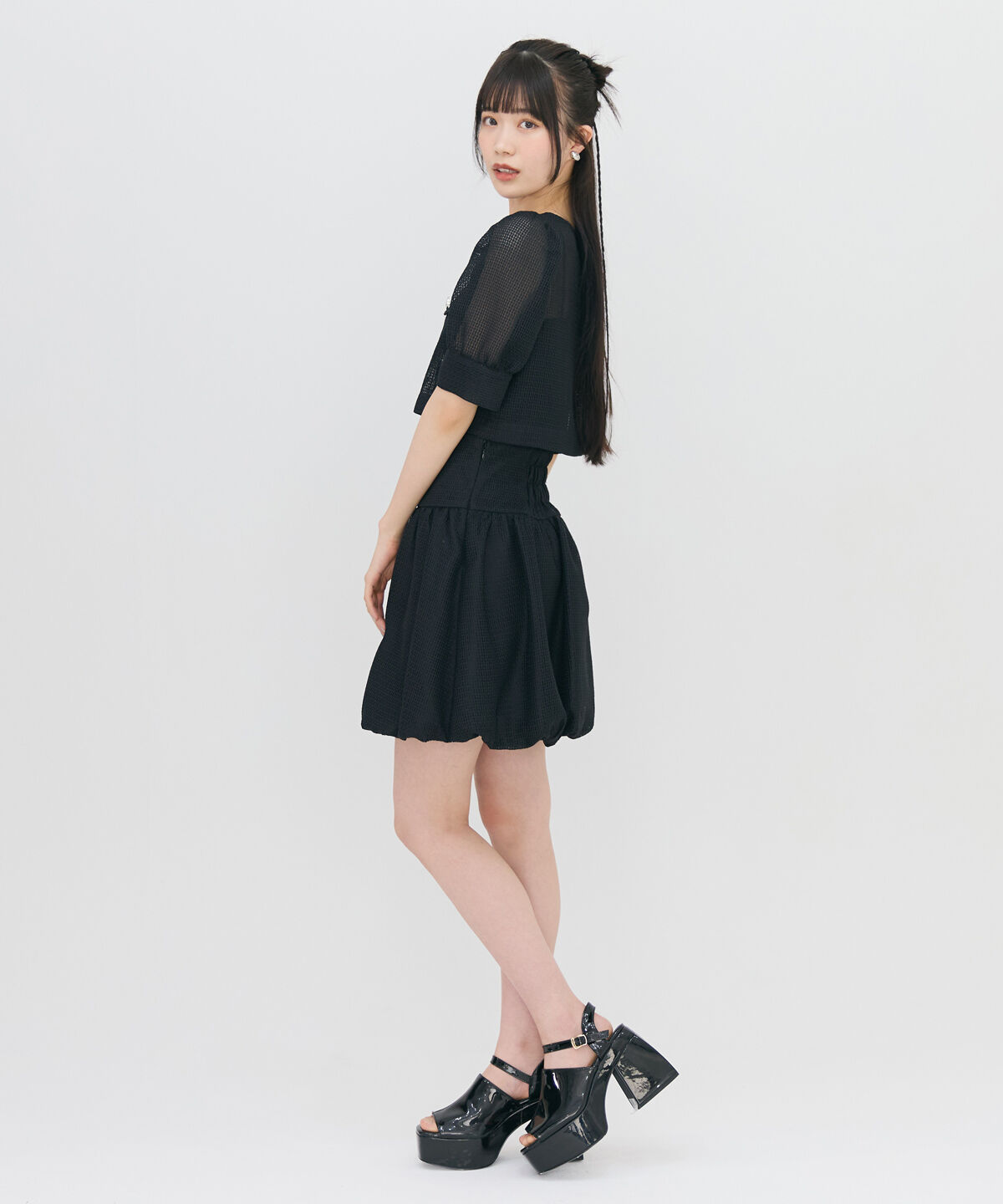 REDYAZEL「メッシュレースショートシャツ&times;バルーンスカートセットアップ」|ワンピース|