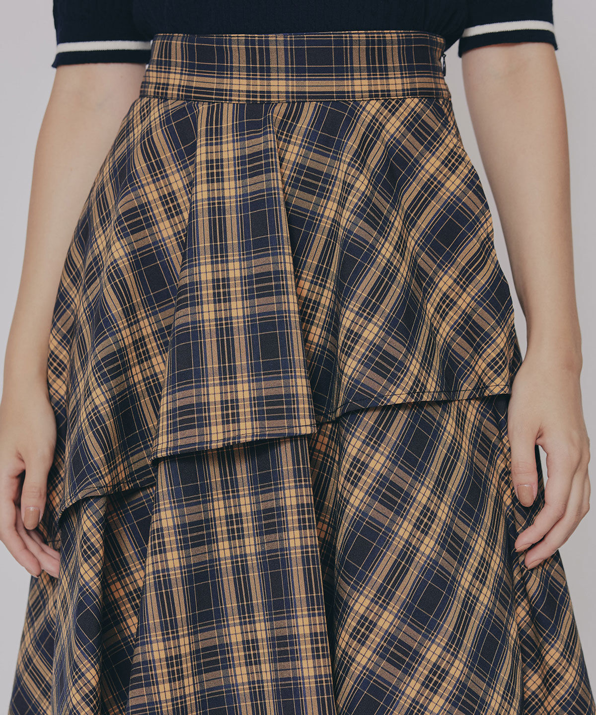 REDYAZEL「タータンチェックティアードスカート」|フレア|