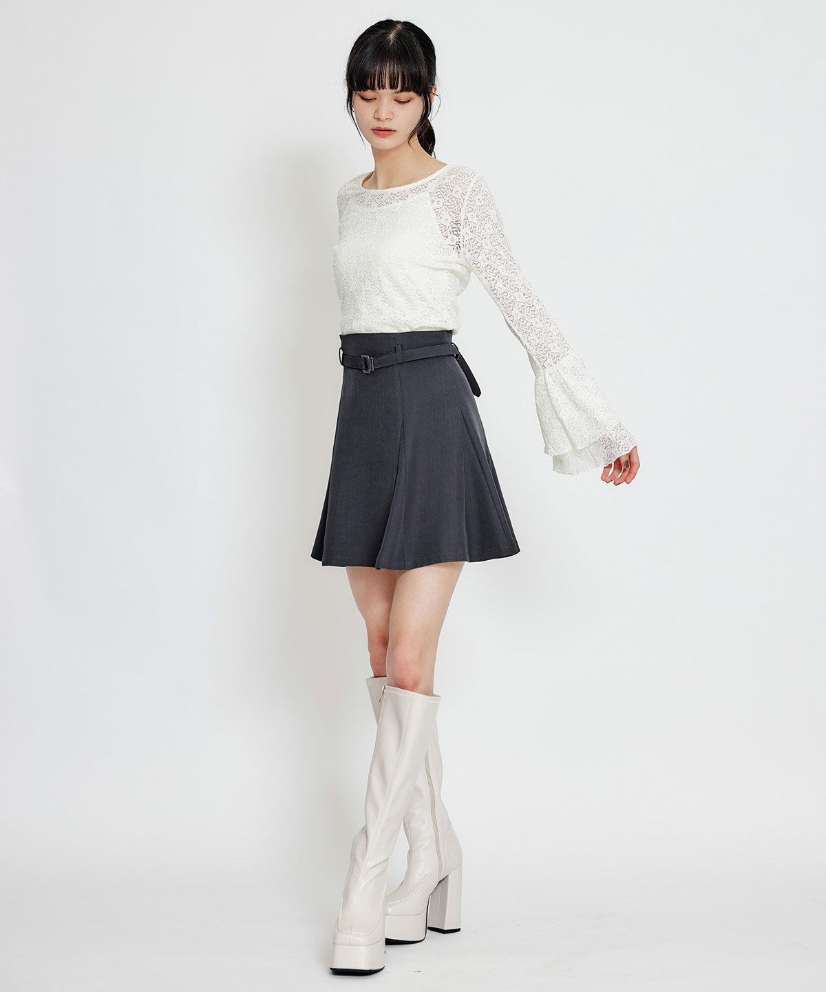 REDYAZEL「ボリュームスリーブシアーレースブラウス&times;ベーシックキャミソール」|Tシャツ・カットソー|