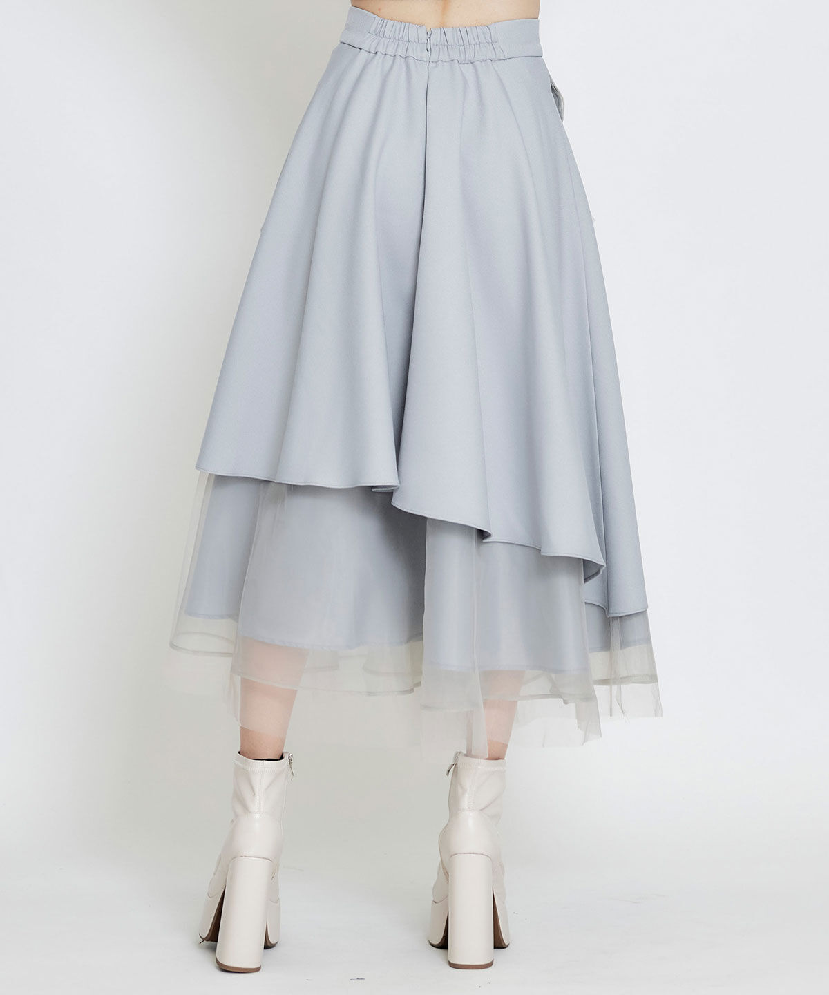REDYAZEL「シアーMIXティアードロングスカート」|フレア|