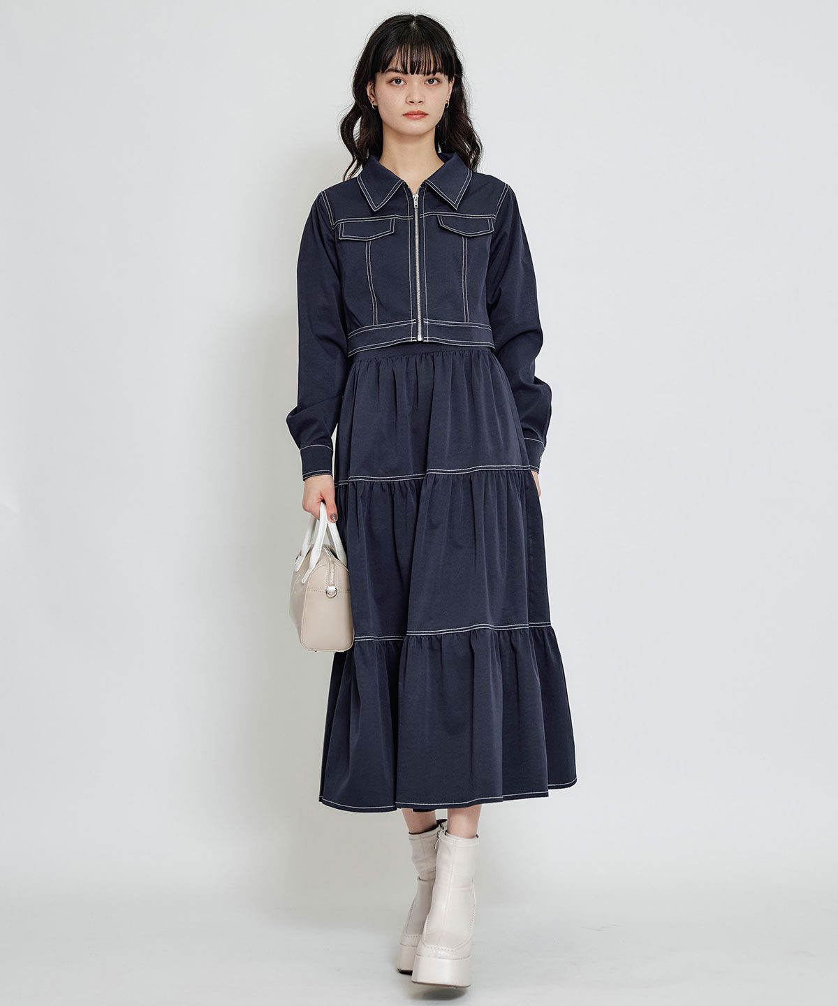 REDYAZEL「バイカラーステッチショートジャケット」|その他|