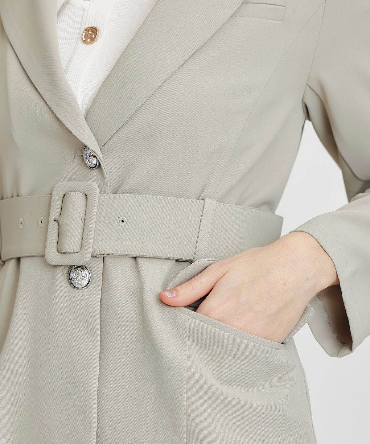 REDYAZEL「アイシーカラーウエストマークベルトテーラードジャケット」|テーラードジャケット|