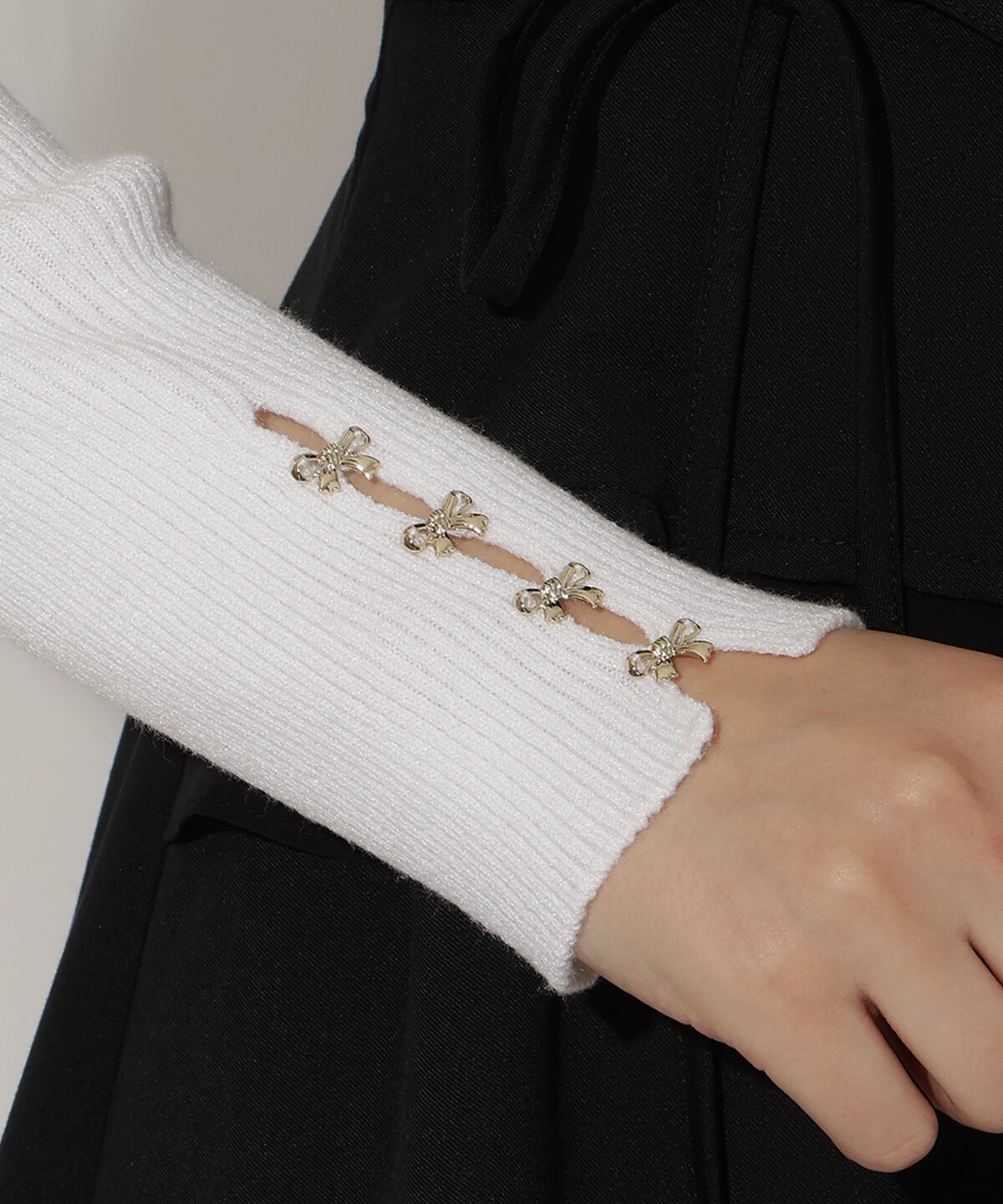 WILLSELECTION「リボンスリーブ2WAYラメニット」|ニット・セーター|