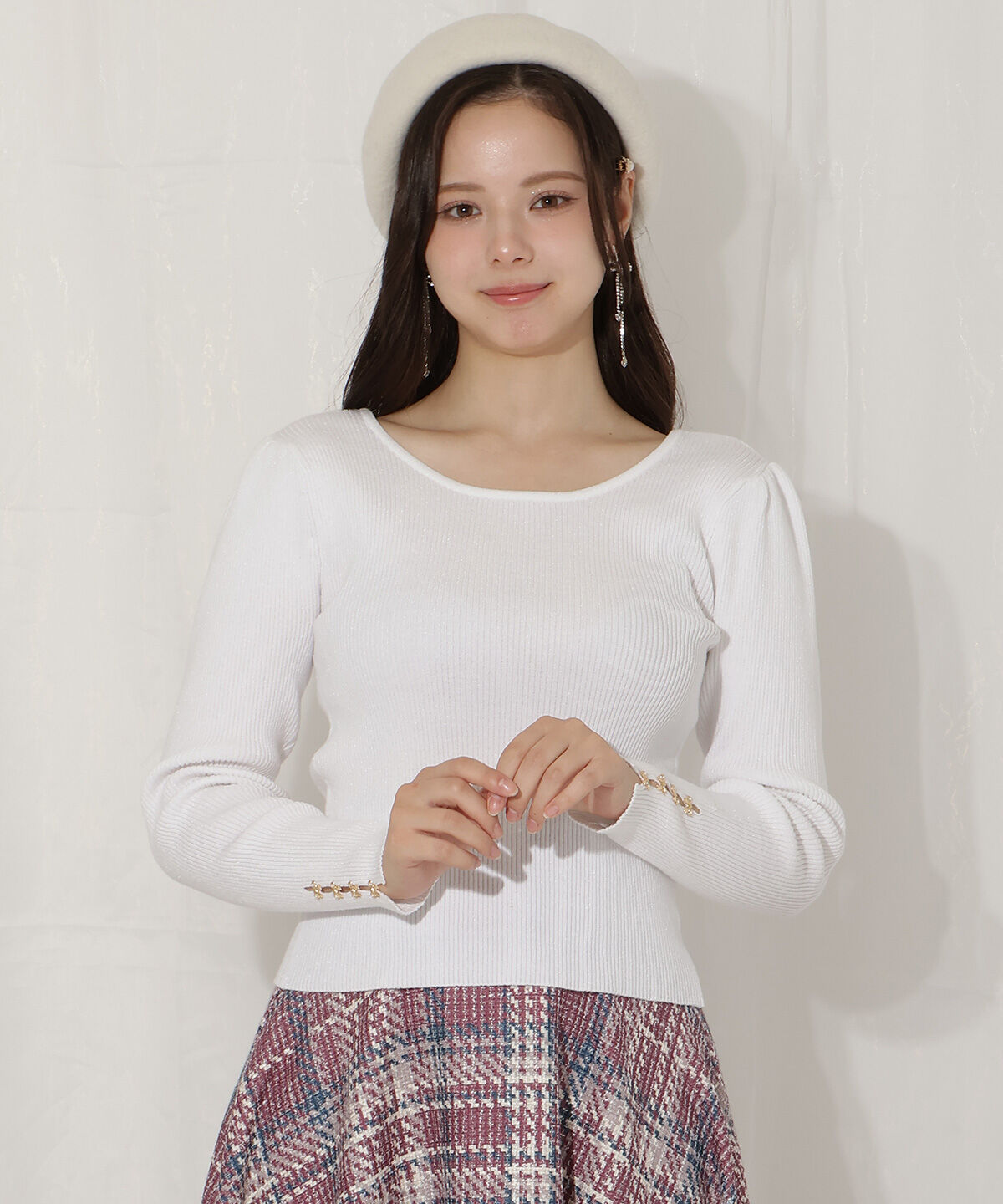 WILLSELECTION「リボンスリーブ2WAYラメニット」|ニット・セーター|