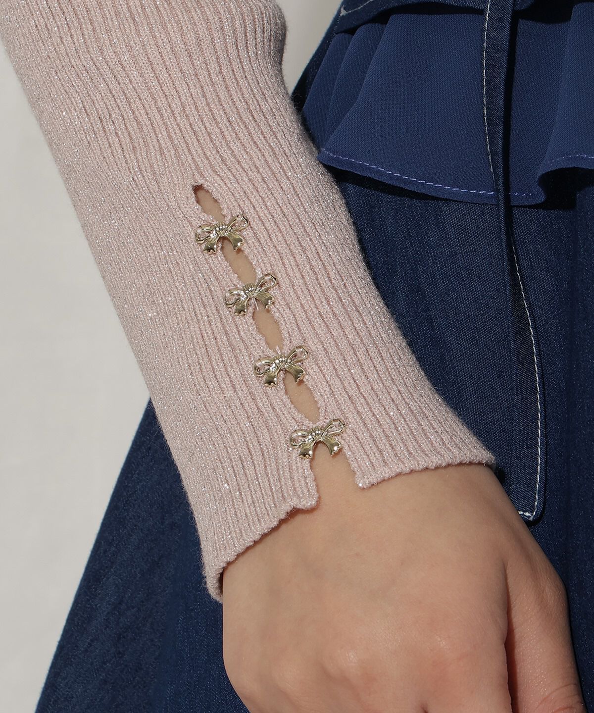 WILLSELECTION「リボンスリーブ2WAYラメニット」|ニット・セーター|