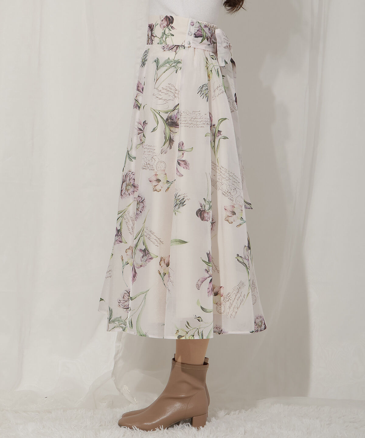 WILLSELECTION「ビッグリボンシアーフラワースカート」|フレア|