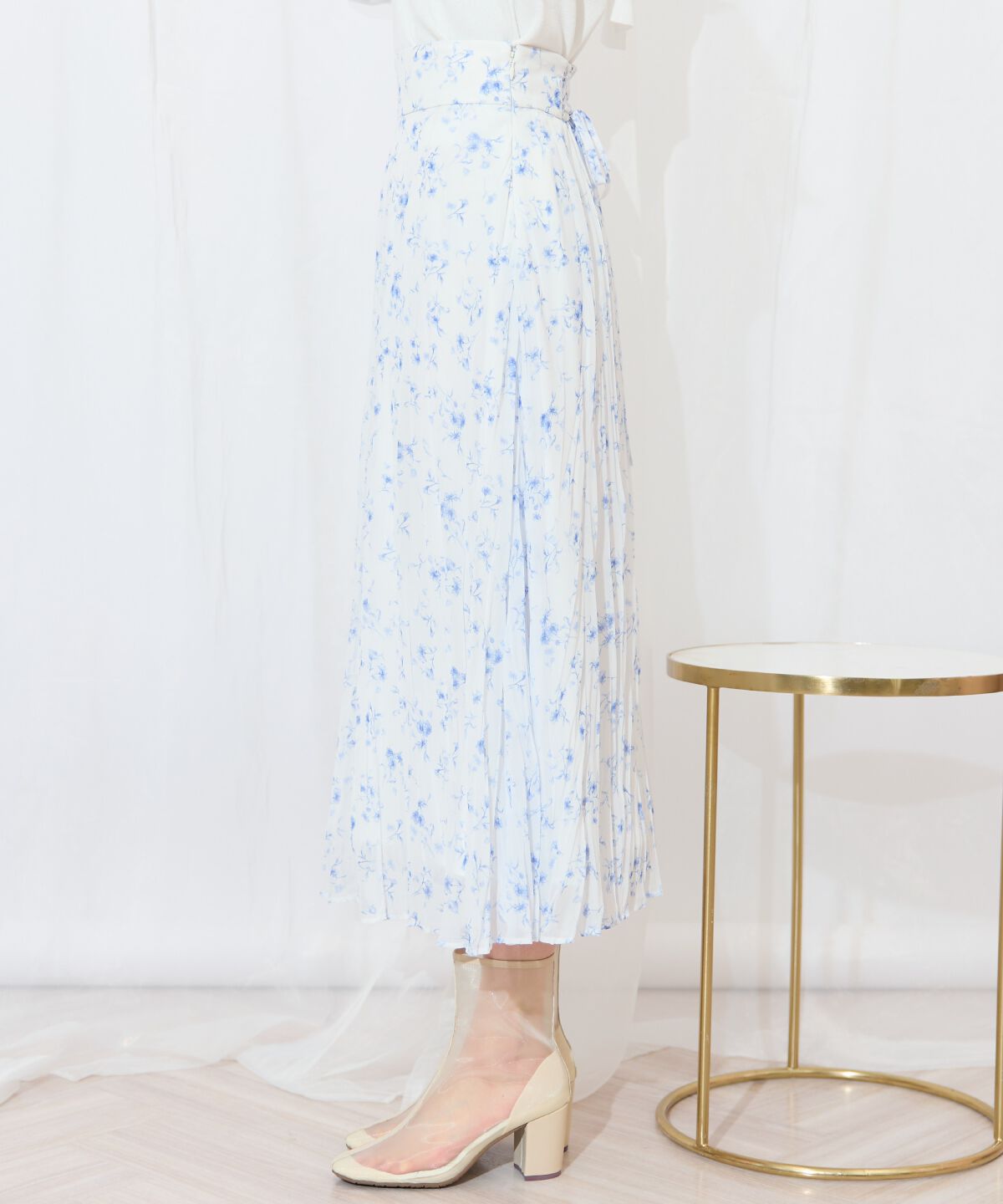 WILLSELECTION「ランダムプリーツフラワースカート」|フレア|