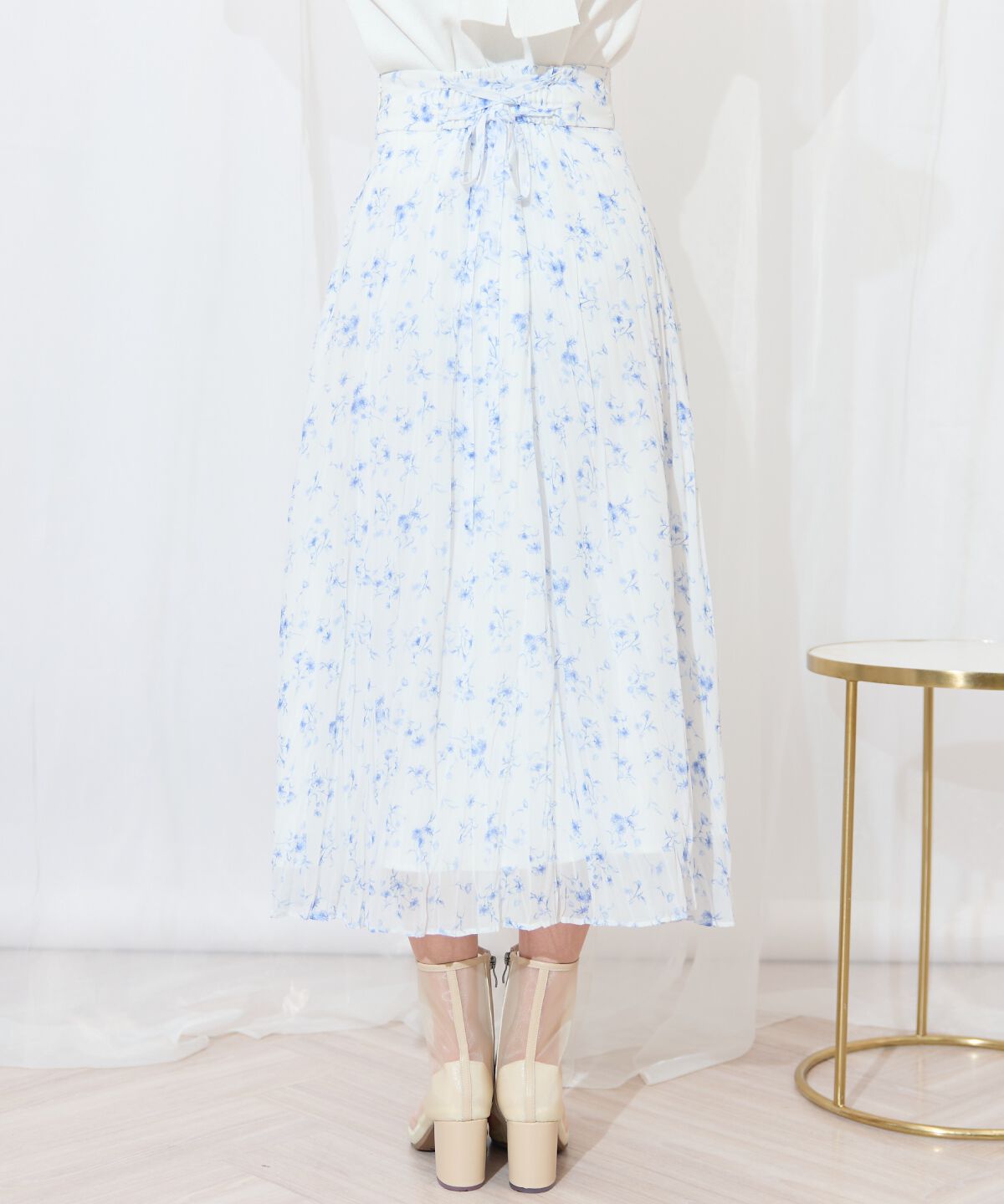 WILLSELECTION「ランダムプリーツフラワースカート」|フレア|