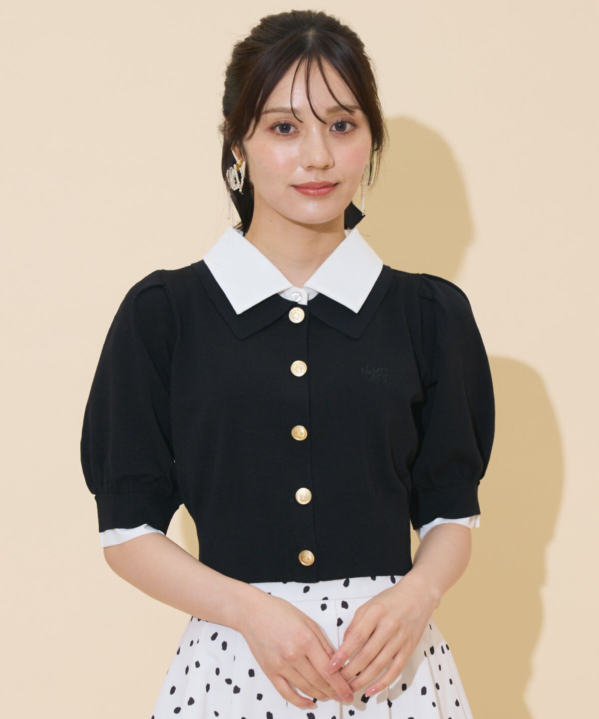 WILLSELECTION「レイヤードカラープルオーバー」|ニット・セーター|ブラック