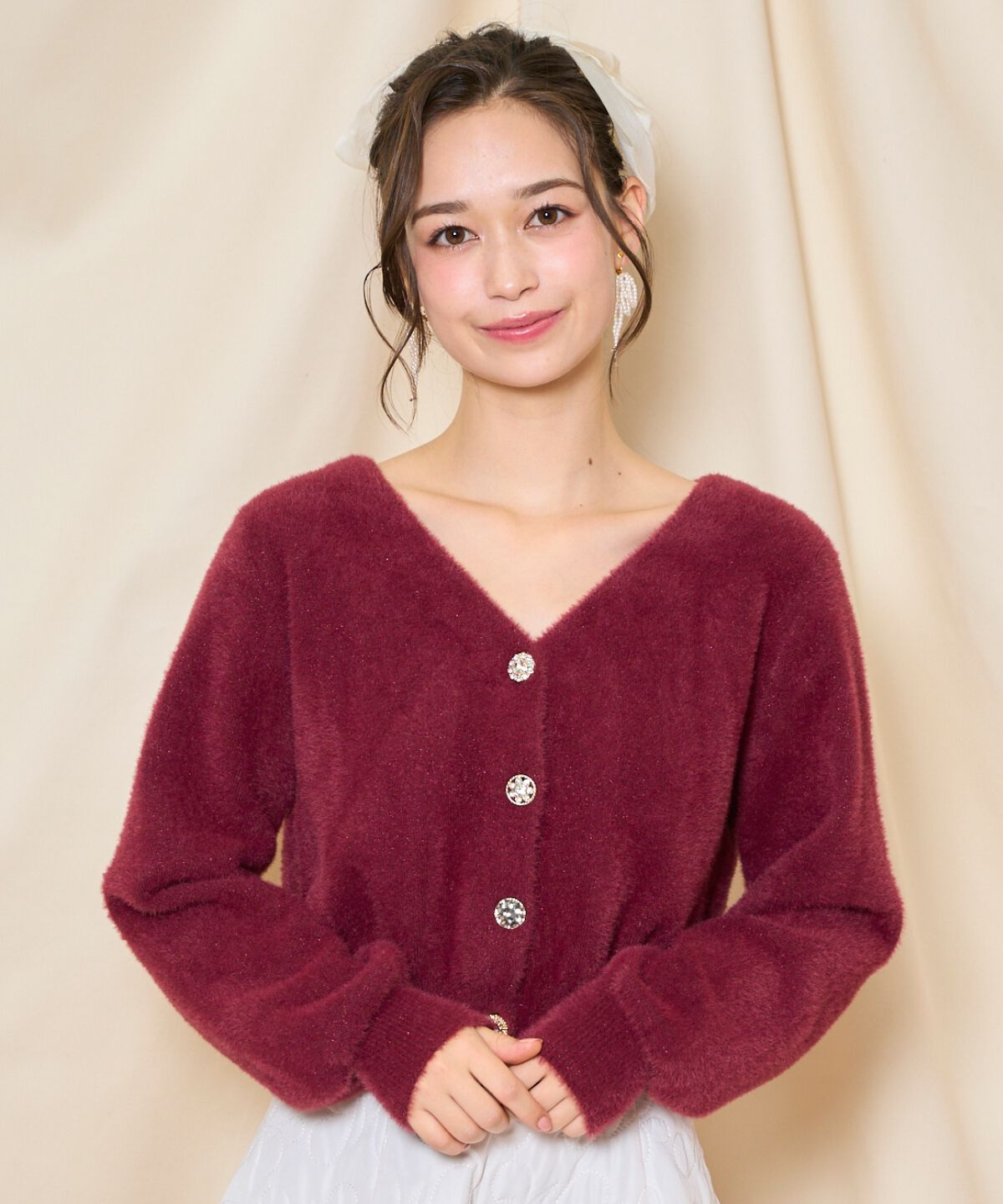 WILLSELECTION「アソートボタンラメフェザーカーディガン」|カーディガン|