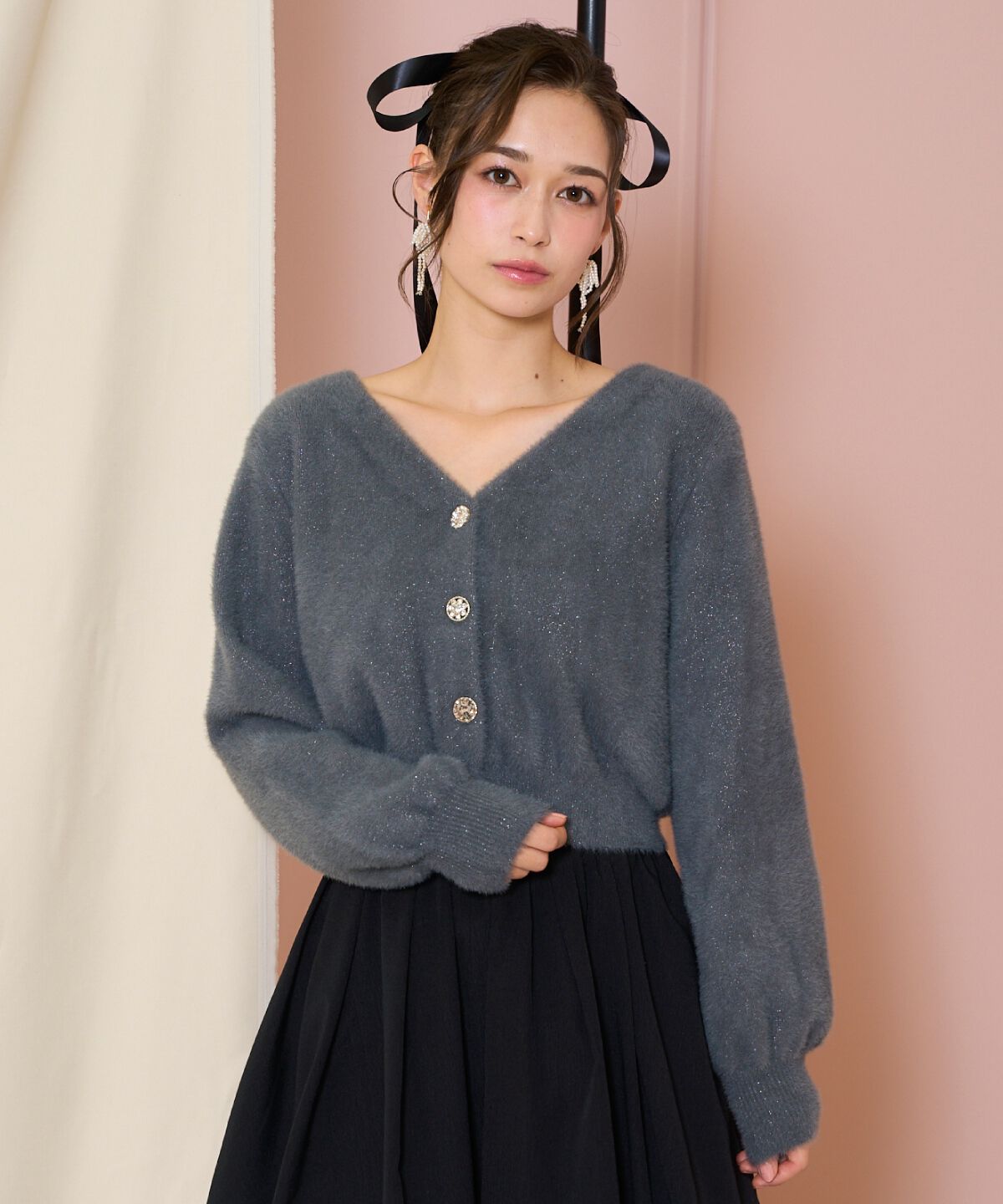 WILLSELECTION「アソートボタンラメフェザーカーディガン」|カーディガン|