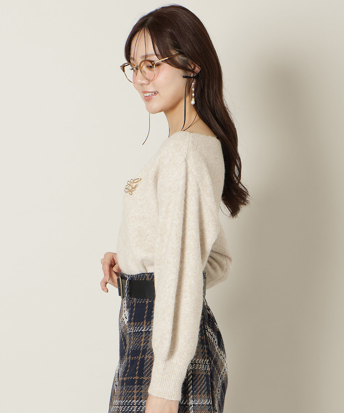 WILLSELECTION「ブローチ付きオフショルニット」|ニット・セーター|