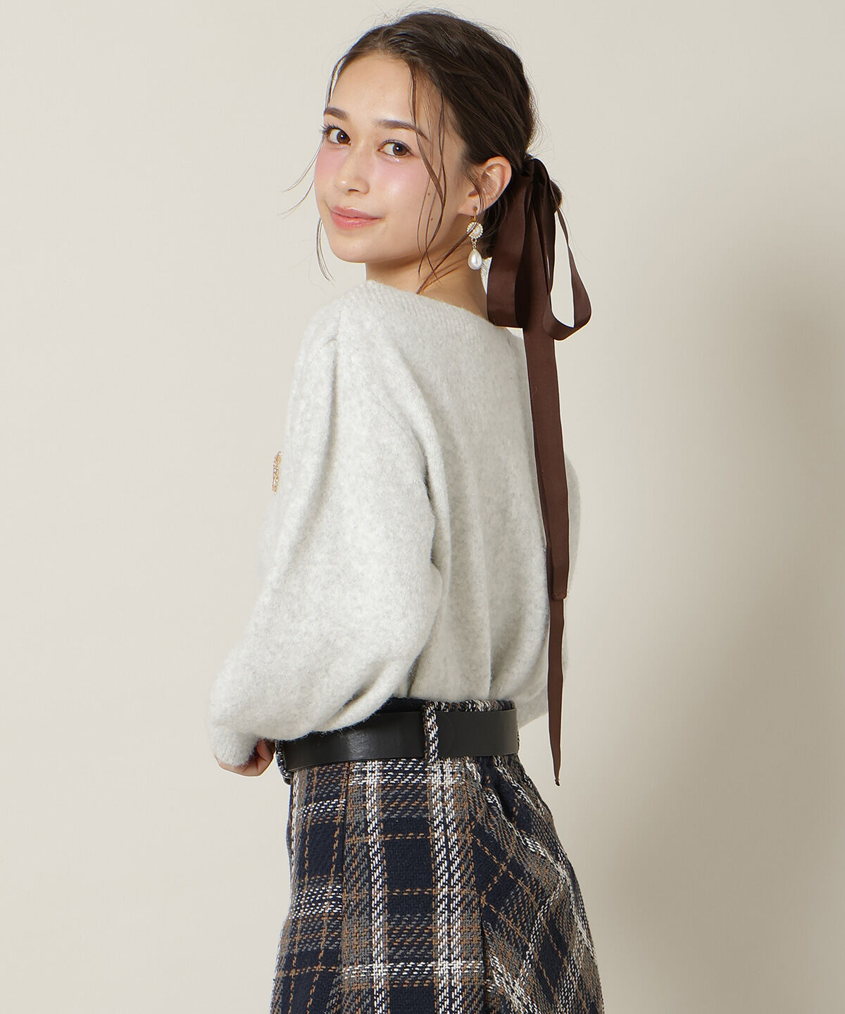 WILLSELECTION「ブローチ付きオフショルニット」|ニット・セーター|