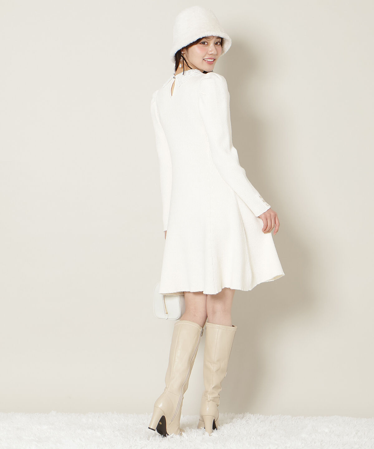 WILLSELECTION「リボンレースカラーニットワンピース」|ワンピース|