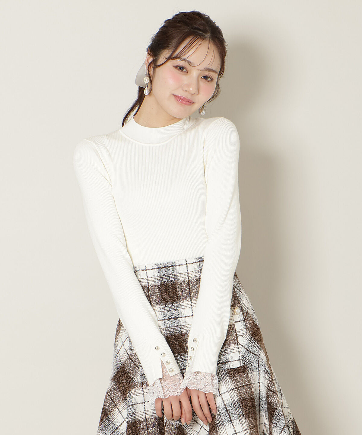 WILLSELECTION「袖口レースハイネックリブニット」|ニット・セーター|