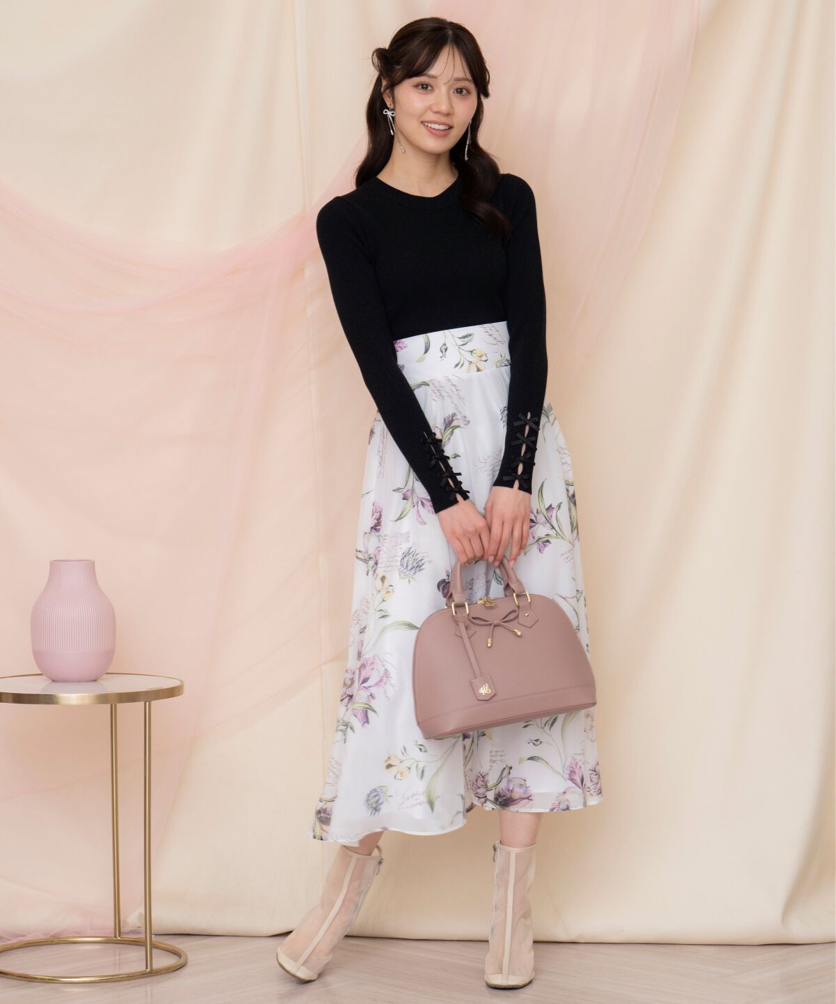 WILLSELECTION「袖リボンラメリブニット」|ニット・セーター|