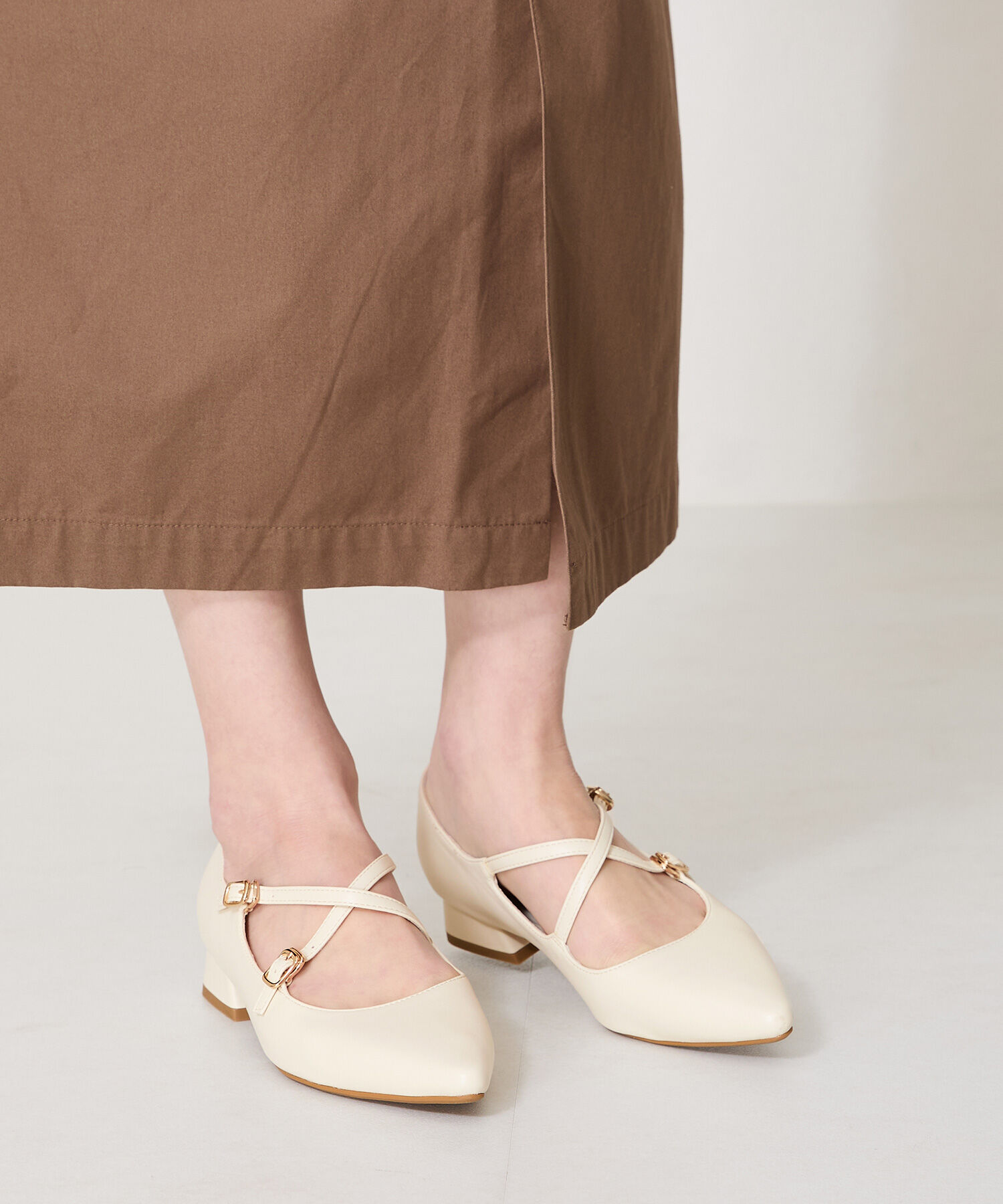 ORiental TRaffic「クロスストラップポインテッドトゥパンプス/51116　フラット トレンド 人気」|パンプス|