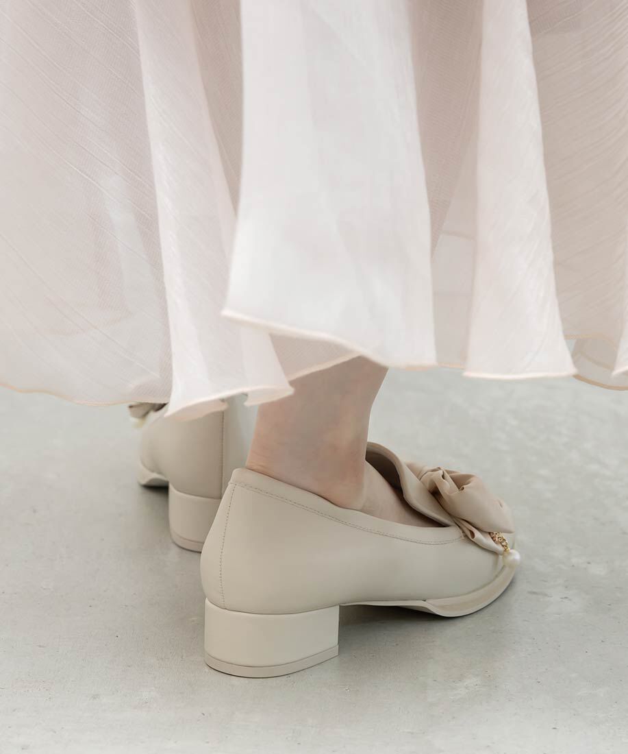  「パールチャームサテンリボンローファー」|ローファー|