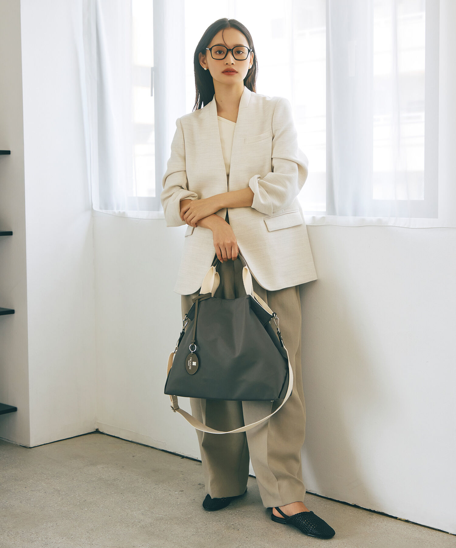 TOPKAPI BREATH「【TREASURE TOPKAPI】ストライプハンドル ナイロン 2way トートバッグ A4対応」|トートバッグ|