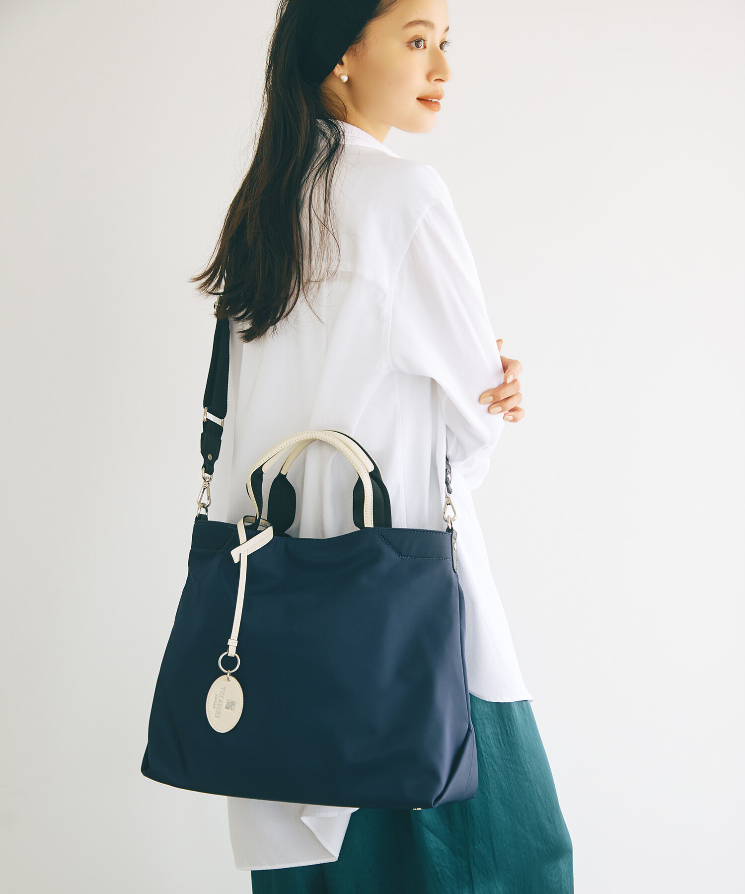 TOPKAPI BREATH「【TREASURE TOPKAPI】ストライプハンドル ナイロン 2way トートバッグ A4対応」|トートバッグ|