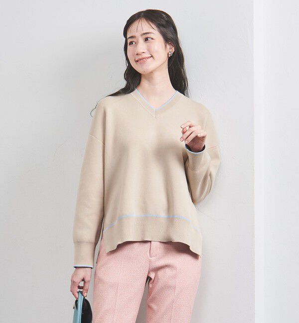 UNITED ARROWS「スムース Vネックニット」|ニット・セーター|BEIGE