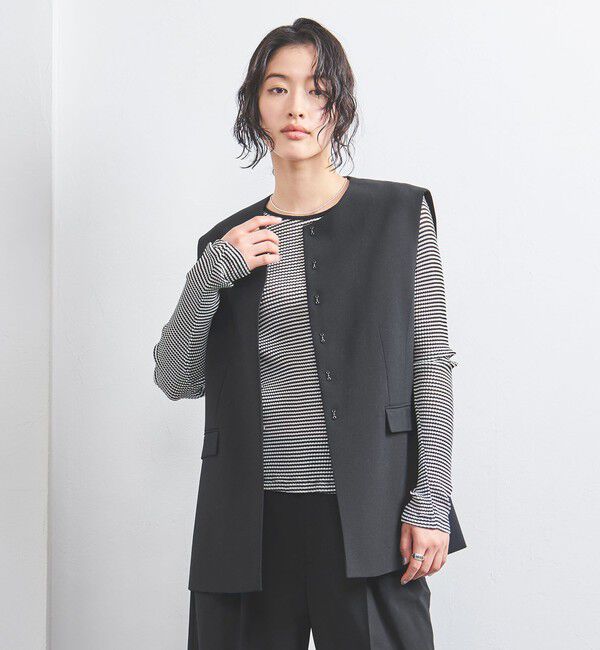 UNITED ARROWS「ノーカラー ベスト」|ベスト・ジレ|BLACK
