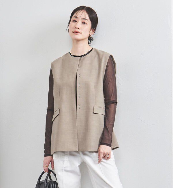 UNITED ARROWS「ノーカラー ベスト」|ベスト・ジレ|BEIGE