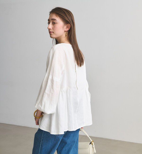 UNITED ARROWS「リネン スキッパー ペプラム ブラウス ‐ウォッシャブル‐」|シャツ・ブラウス|