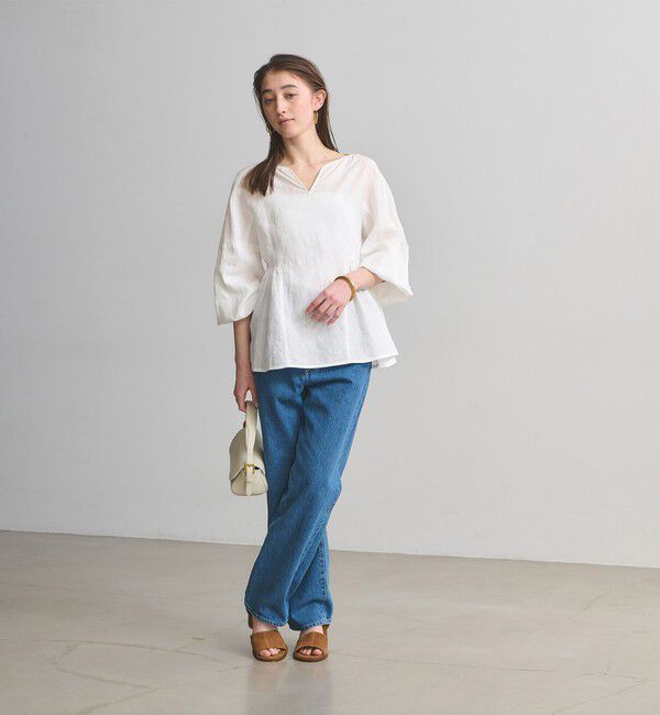 UNITED ARROWS「リネン スキッパー ペプラム ブラウス ‐ウォッシャブル‐」|シャツ・ブラウス|