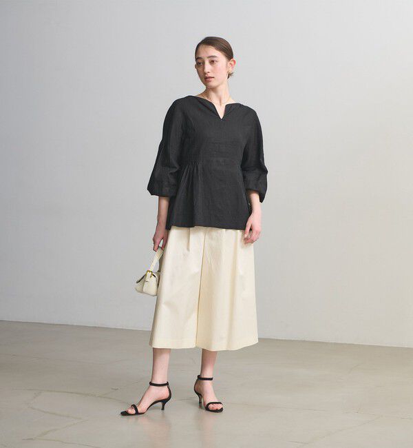 UNITED ARROWS「リネン スキッパー ペプラム ブラウス ‐ウォッシャブル‐」|シャツ・ブラウス|