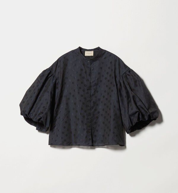 UNITED ARROWS「シアー ドット パフ ブラウス ‐ウォッシャブル‐」|シャツ・ブラウス|NAVY