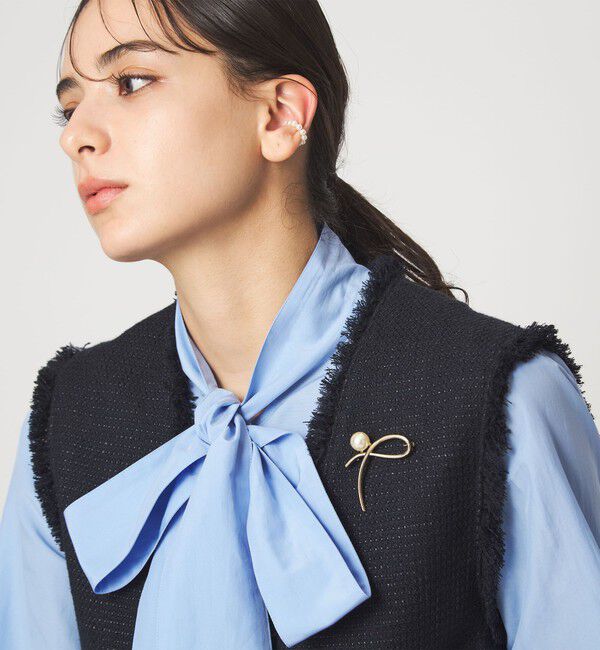 UNITED ARROWS green label relaxing「メタルライン＆フェイクパール ブローチ」|ブローチ・コサージュ|