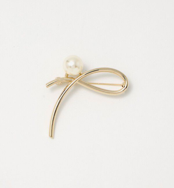 UNITED ARROWS green label relaxing「メタルライン＆フェイクパール ブローチ」|ブローチ・コサージュ|