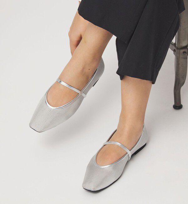 UNITED ARROWS green label relaxing「スクエアストラップ フラットシューズ」|パンプス|SILVER