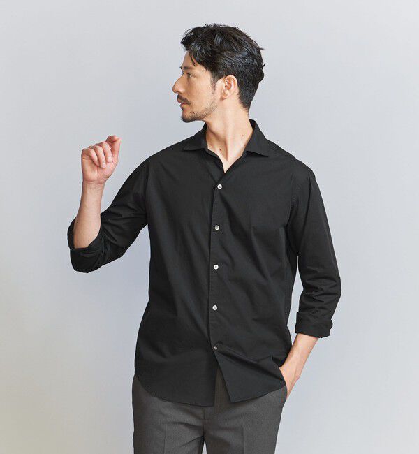 BEAUTY&YOUTH UNITED ARROWS「【WEB限定 WARDROBE SMART】コットン ワイドカラー スキッパー シャツ」|シャツ・ブラウス|