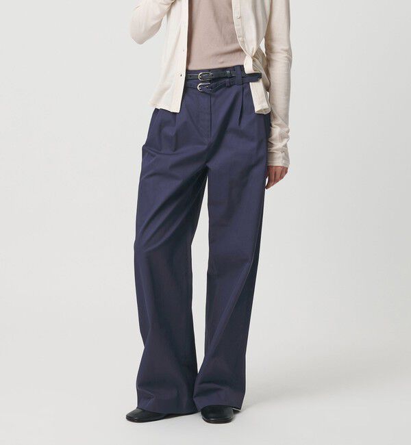 ATTISESSION「＜ATTISESSION＞ベルト 2タック ストレート パンツ 3」|その他|NAVY