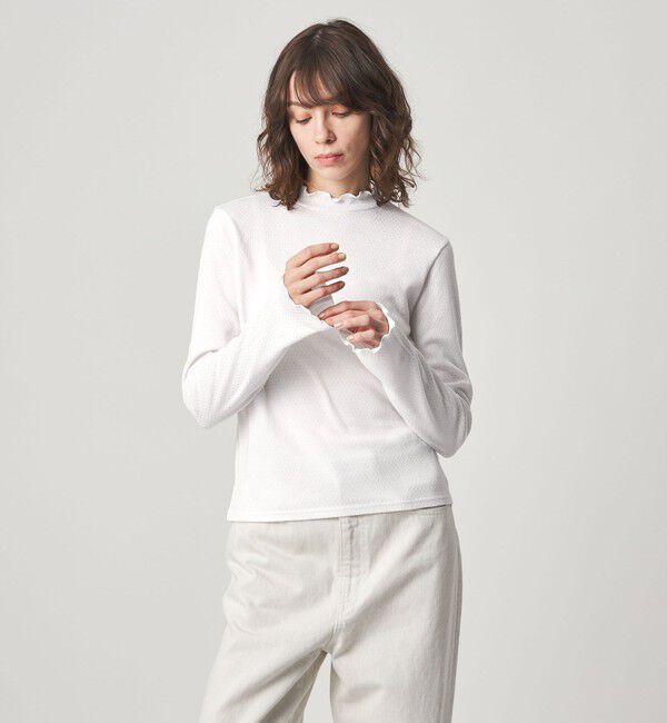 STEVEN ALAN「＜Steven Alan＞ドット リブ フリル プルオーバー」|Tシャツ・カットソー|WHITE