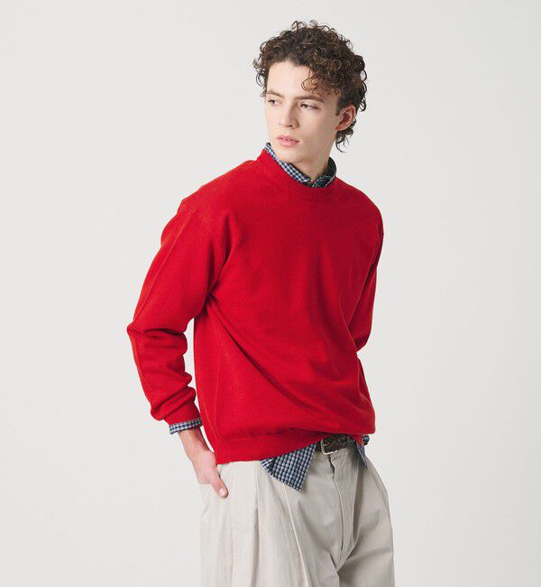 BEAUTY&YOUTH UNITED ARROWS「ハイブリッド リネン クルーネック ニット ウォッシャブル」|ニット・セーター|RED