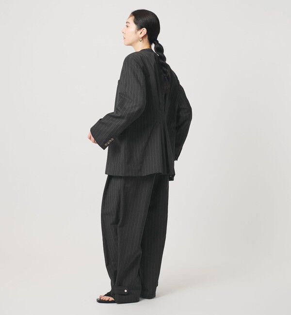 BEAUTY&YOUTH UNITED ARROWS「麻ブレンド ストライプ タブ タックパンツ」|スラックス|