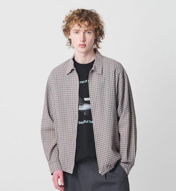BEAUTY&YOUTH UNITED ARROWS「シャーリング チェック ジップシャツ」|シャツ・ブラウス|